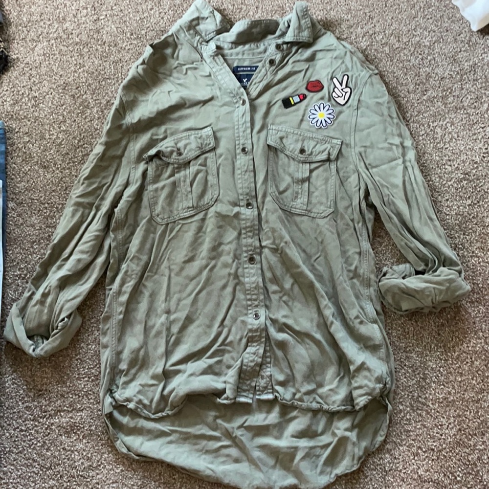 Army green boyfriend fit shirt